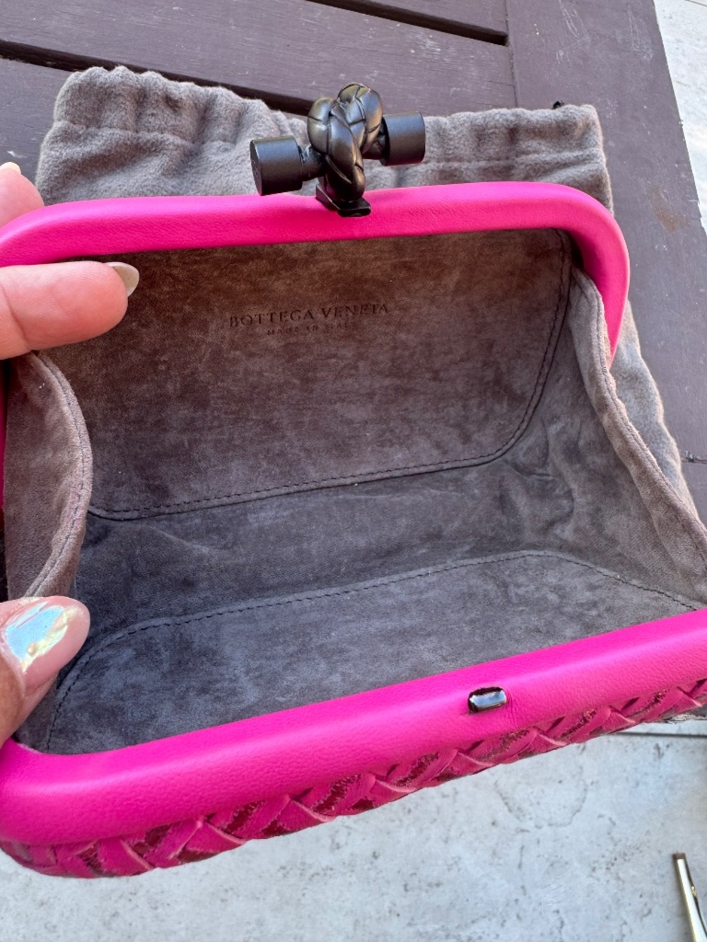 Bottega Venenta woven pink metallic bag - Picture 5 of 6